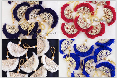 Fan Tassels With Silver and Gold Filigree Embellishments, Wool Tassels, Embellishments